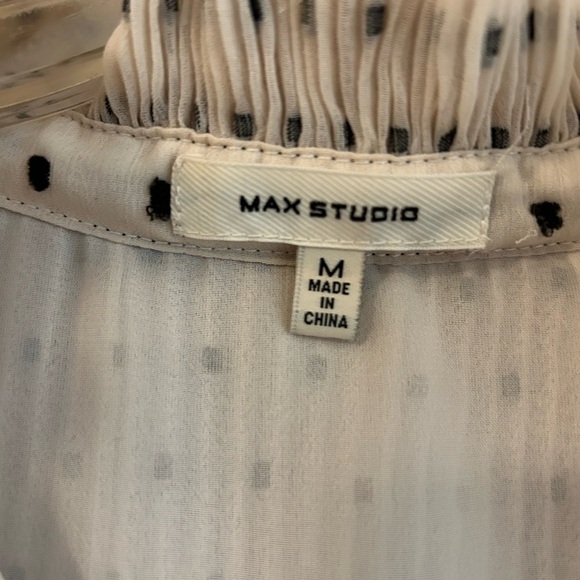 Max Studio Pleated Accordion Polka Dot Blouse - Picture 3 of 3